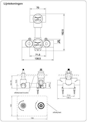 Wiesbaden inbouwdeel 2-wegs douchethermostaat Wiesbaden inbouwdeel 2-wegs douchethermostaat