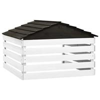 Overkapping voor grasmaaier 78x74x54 cm vurenhout zwart en wit - thumbnail