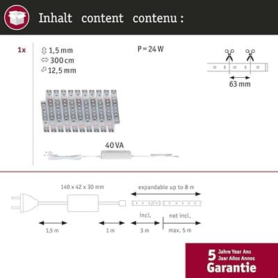 Paulmann LED Strip Basisset 71242 LED-strip 230 V 3 m Warmwit 1 set(s) Paulmann LED Strip Basisset 71242 LED-strip 230 V 3 m Warmwit 1 set(s)