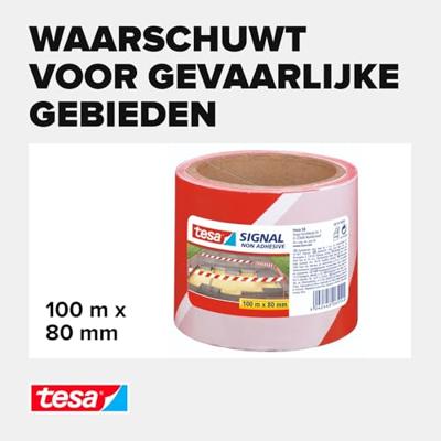 Waarschuwingslint tesa 100mx80mm rood wit | 4 stuks