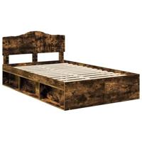 Bedframe Gerookt eiken 120 x 190 cm Massief grenenhout - thumbnail