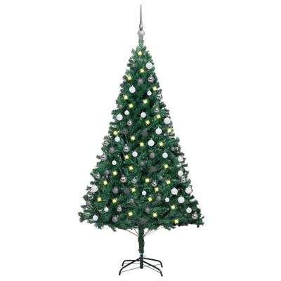 VidaXL Kunstkerstboom met verlichting en kerstballen 180 cm pvc groen