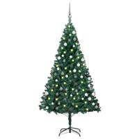 VidaXL Kunstkerstboom met verlichting en kerstballen 180 cm pvc groen - thumbnail