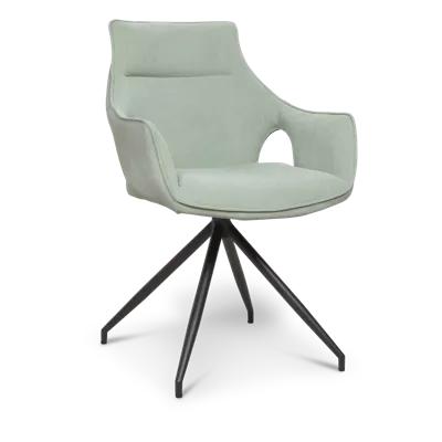 Armstoel Candice - Combi stof/PU Lichtgroen