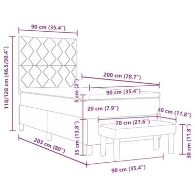 Boxspring bed met matras Donkerblauw 90 x 200 cm Fluweel