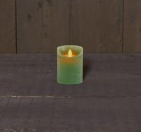 Anna&apos;s Collection LED kaars flame effect rustiek 7.5x10cm jade groen 1 stuks - thumbnail