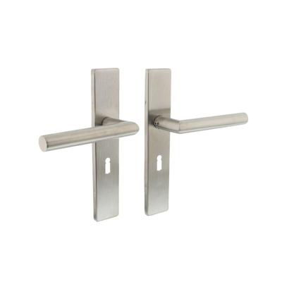 Intersteel Deurkruk Jura hoek 90° op rechthoekig schild sleutelgat 56mm EN1906/4 - RVS