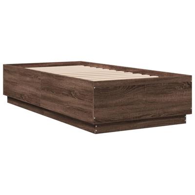 Bedframe bewerkt hout bruin eikenkleur 135x190 cm - thumbnail
