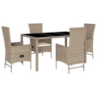 5-delige Tuinset met kussens poly rattan beige - thumbnail