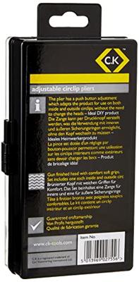 C.K T3716 Precisie-borgveertang Geschikt voor borgringen Binnen- en buitenringen 12-22 mm 12-22 mm Puntvorm Recht