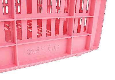 AMIGO fietskrat 30 liter kunststof roze