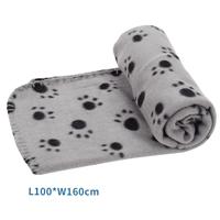 Nobleza Huisdierdeken - Fleece - Grijs met pootafdruk - Maat L - 100x160 cm - thumbnail