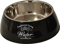 Hondeneetbak plastic/RVS water/food 14 cm zwart Eet-en-drinkbakken-hond Gebr. de Boon - Gebr de boon - thumbnail