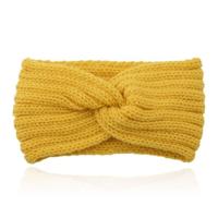 LGT JWLS Gebreide Hoofdband met Kruisknoop - Houdt Oren Warm - Geel - thumbnail
