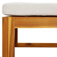 Tuinvoetensteun met kussen massief acaciahout lichtgrijs - thumbnail