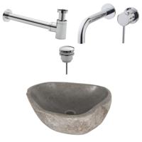 Waskomset Lombok Chroom (Incl kraan afvoer en waste) - thumbnail