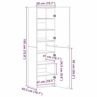 Hoge kast 2 pcs Zwart Eiken 50 x 42,5 x 185 cm