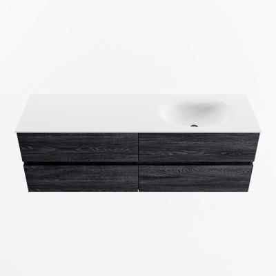 MONDIAZ VICA 150cm badmeubel onderkast Antracite 4 lades. Wastafel MOON rechts zonder kraangat, kleur Talc.