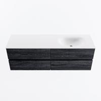 MONDIAZ VICA 150cm badmeubel onderkast Antracite 4 lades. Wastafel MOON rechts zonder kraangat, kleur Talc. - thumbnail