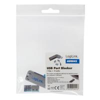 LogiLink USB-A-poortslot USB PORT LOCK, 1 KEY + 4 LOCKS Set van 4 stuks Zilver, Blauw Sleutelslot Incl. 1 sleutel AU0043 - thumbnail