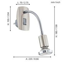 Eglo Stekkerlamp - leeslampMini 4 nikkel mat - 92933 - thumbnail