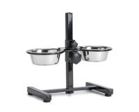 Hondenstandaard zwart met 2 rvs bakken 13 cm - thumbnail