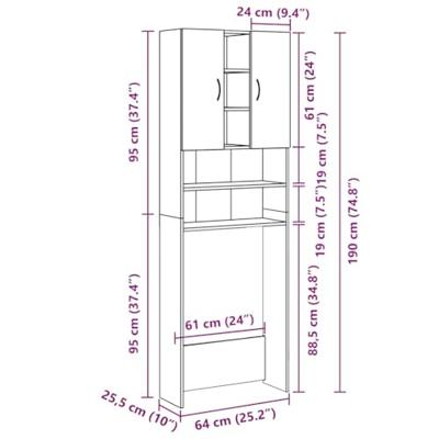 VidaXL Wasmachinekast 64x25,5x190 cm oud houtkleurig VidaXL Wasmachinekast 64x25,5x190 cm oud houtkleurig