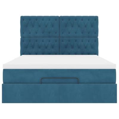 Ottoman bed met matrassen 140x190cm fluweel donkerblauw