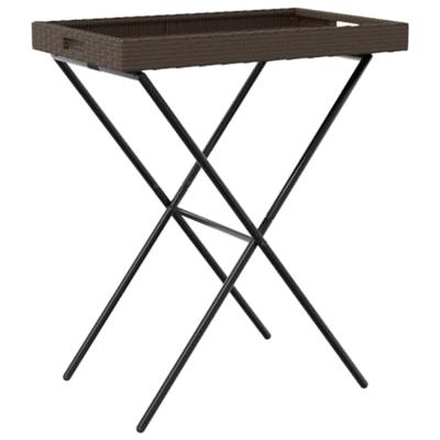 Dienbladtafel inklapbaar 65x40x75 cm poly rattan bruin - thumbnail