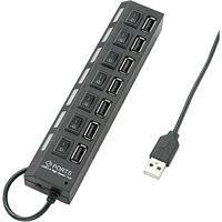 Renkforce USB 2.0-hub 7 poorten Individueel schakelbaar, Met status-LEDs Zwart - thumbnail