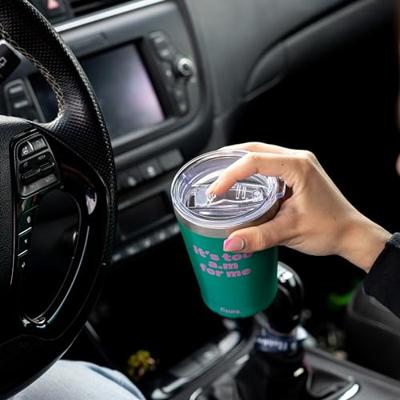 Koffiemok thermosbeker "Its too am for me" green Koffiemok thermosbeker "Its too am for me" green