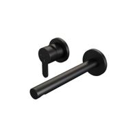 Inbouw Wastafelmengkraan Brauer Black Edition Coldstart Rechte Uitloop Korte Platte Hendel Links Mat Zwart Met Rozetten - thumbnail