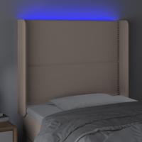 Hoofdbord LED 183x16x118/128 cm kunstleer cappuccinokleurig - thumbnail