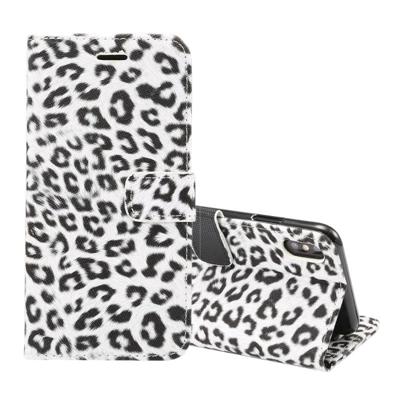 Luipaard patroon horizontale Flip lederen hoes for iPhone XS Max, met houder & Card Slots(White)