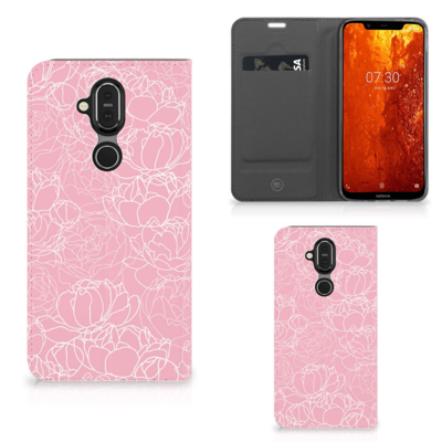 Nokia 8.1 Smart Cover White Flowers