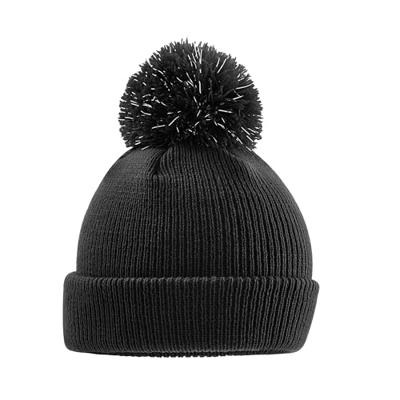 Beechfield CB406B Junior Reflective Bobble Beanie - Black - One Size