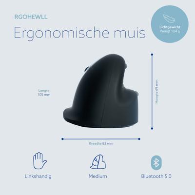R-Go HE ergonomische muis, medium, draadloos, voor linkshandigen