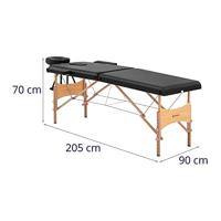 massagetafel inklapbaar - extra breed (70 cm) - kantelbare hoofd- en voetensteun - beukenhout - zwart - thumbnail