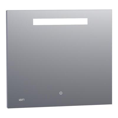 Brauer Quartz Spiegel - Rechthoekig - 80 cm - met Directe LED-Verlichting - Dimbaar - met Touchbediening - met Klok
