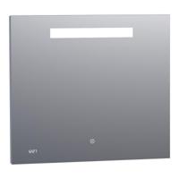 Brauer Quartz Spiegel - Rechthoekig - 80 cm - met Directe LED-Verlichting - Dimbaar - met Touchbediening - met Klok - thumbnail