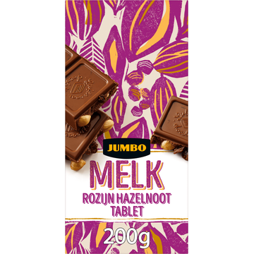 Jumbo Melkchocolade met Rozijn en Hazelnoot Tablet 200 g