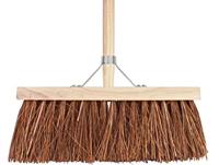 Harde bezem 41 cm met beugel en houten steel 140 cm - thumbnail