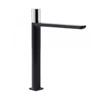 Wastafelmengkraan Tres Loft 1-Knop Uitloop Recht 28.2 cm Rond Zwart Chroom - thumbnail