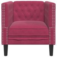 Fauteuil Chesterfield-stijl fluweel wijnrood - thumbnail