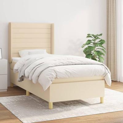 Boxspring met matras stof crèmekleurig 80x200 cm