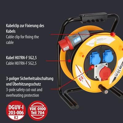 Brennenstuhl H07RN-F 5G2,5 Kabelhaspel 30 mtr | IP44 | 5G2.5 | Brobusta | CEE 1 | 1316300 - 1316300
