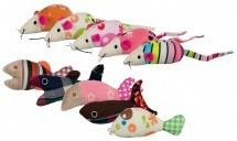 TRIXIE MUIS / VIS, PLUCHE / STOF MET KATTENMUNT ASSORTI 9-12 CM 42 ST