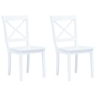 Eetkamerstoelen 2 st massief rubberwood wit