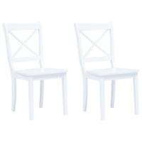 Eetkamerstoelen 2 st massief rubberwood wit - thumbnail