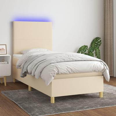 Boxspring met matras en LED stof crèmekleurig 100x200 cm
